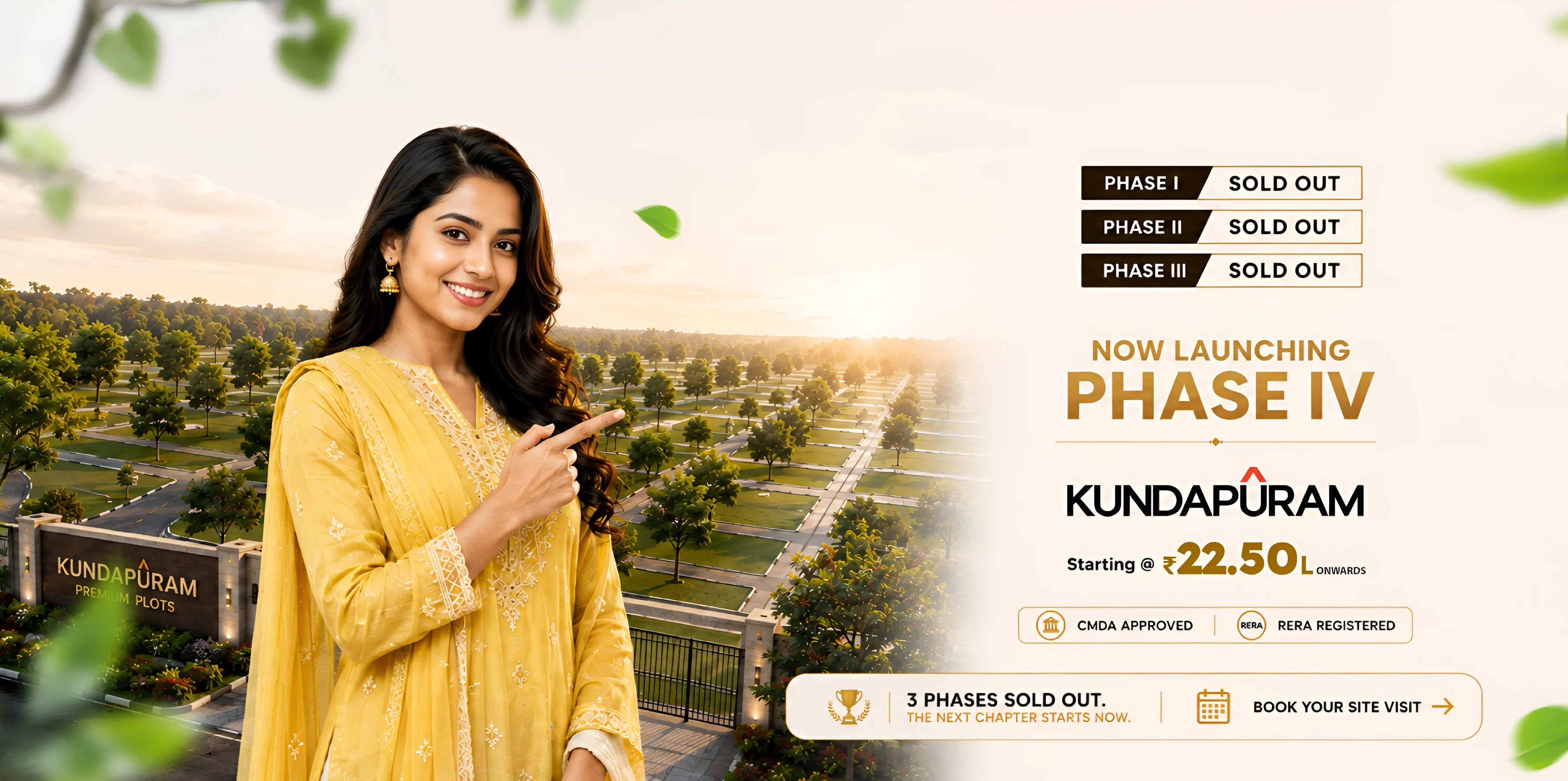Aerial view of Kundapuram plotted township with green open spaces