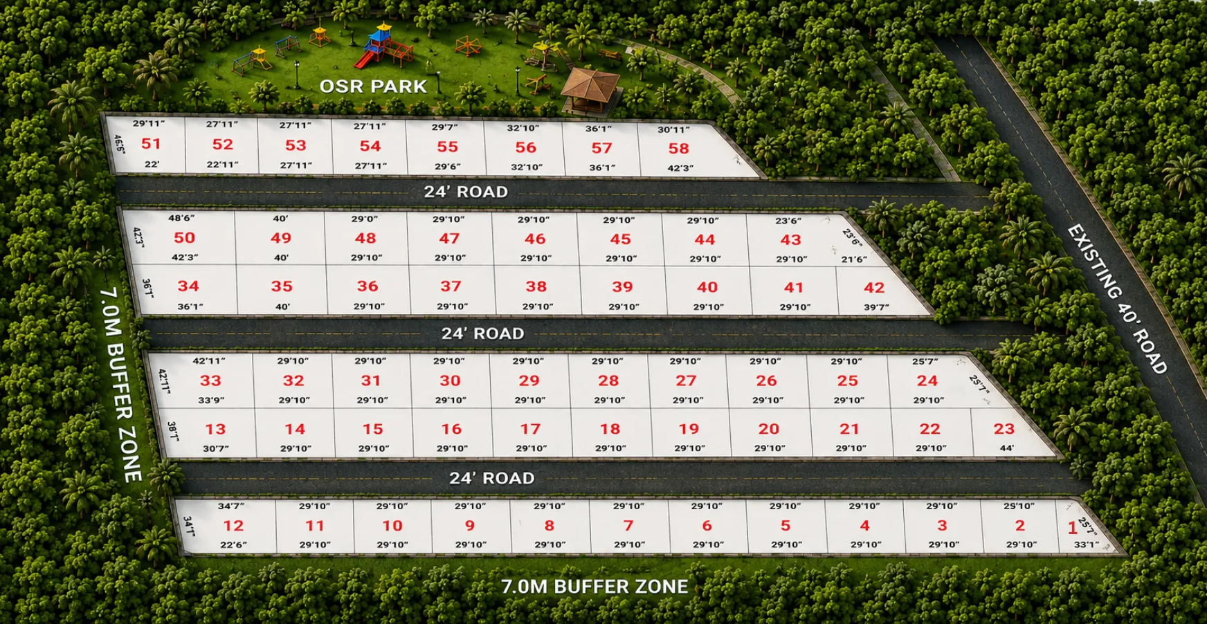 Kundapuram Phase III layout plan showing plot numbers and availability